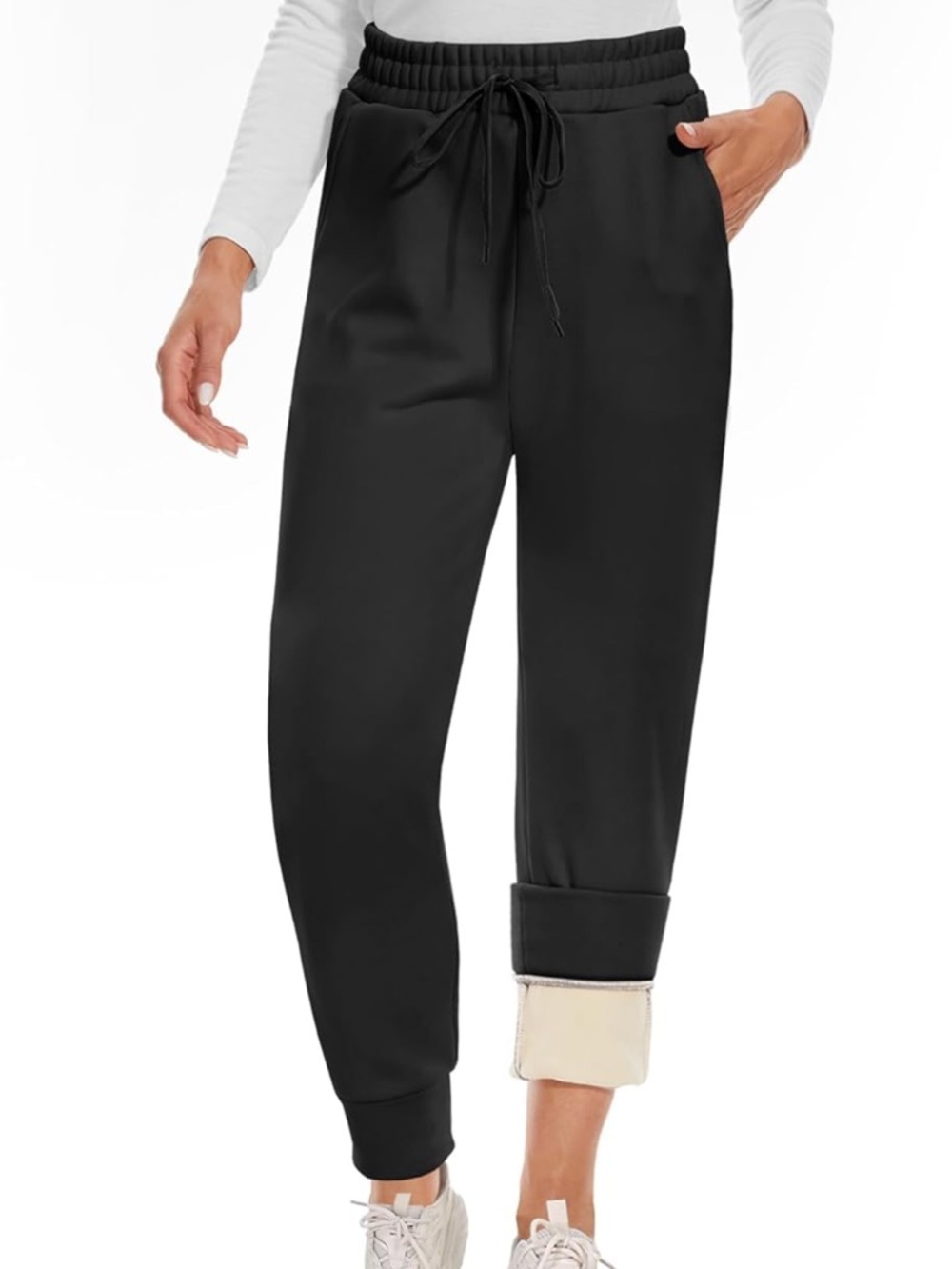 Black Fleece-Lined Jogger Pants - Casual Comfort